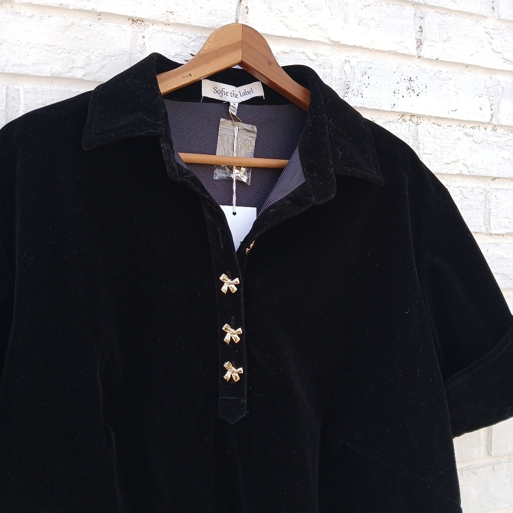 Sofie The Label Black Velvet Mini Dress Ruffle - Picture 3 of 6